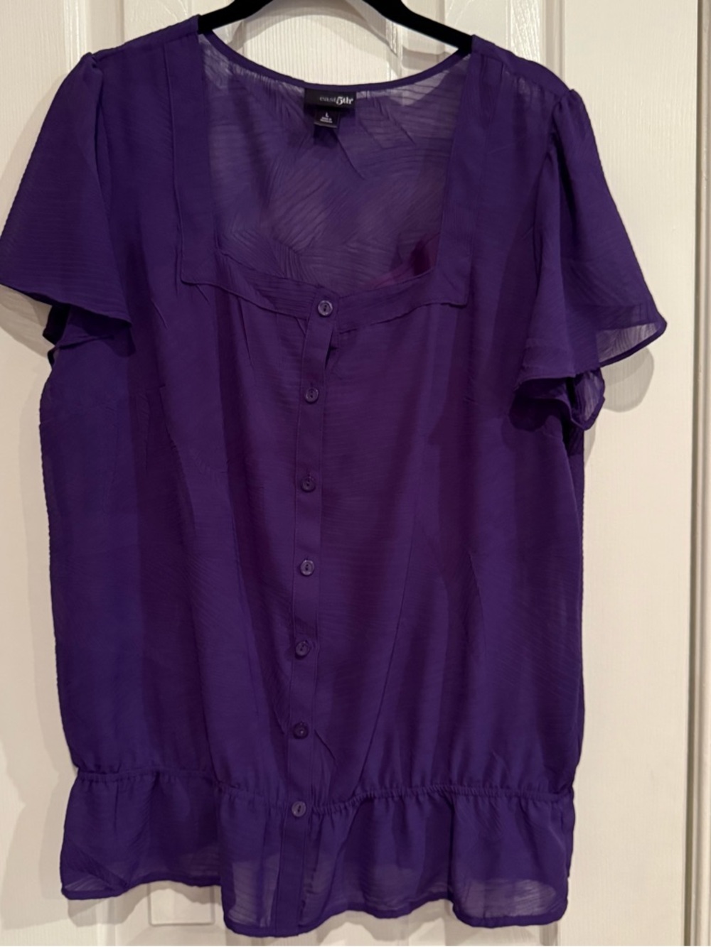 East 5th Sheer Purple Button-Front Women's Blouse with tank- LG